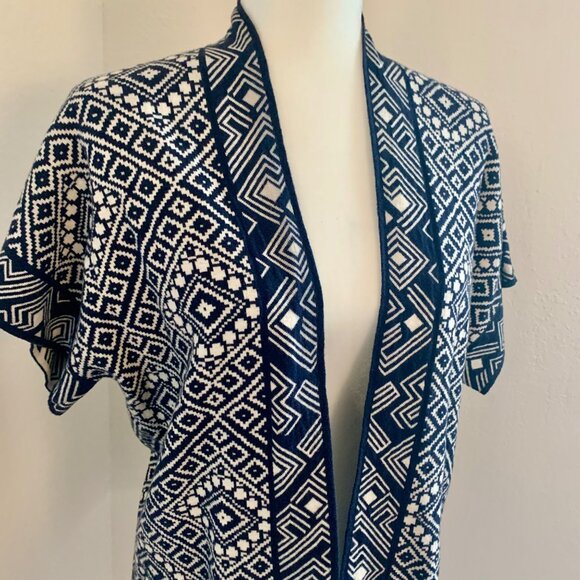 LUCKY BRAND Open Front Geo Kimono Cardigan M - Picture 4 of 5